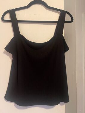 Reformation Black Ribbed Square-Neck Camisole